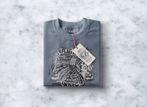 Folded T-Shirt with Tag Mockup