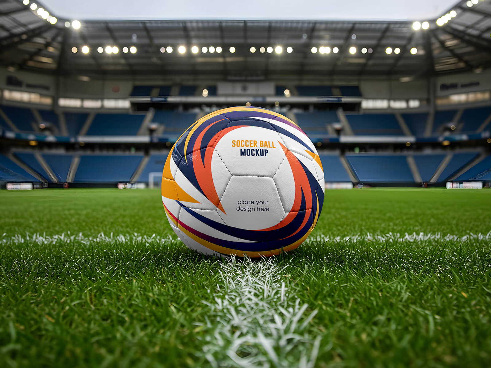 Mockup de fútbol en el suelo
