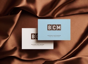 Silk Fabric Front / Back Business Card Mockup