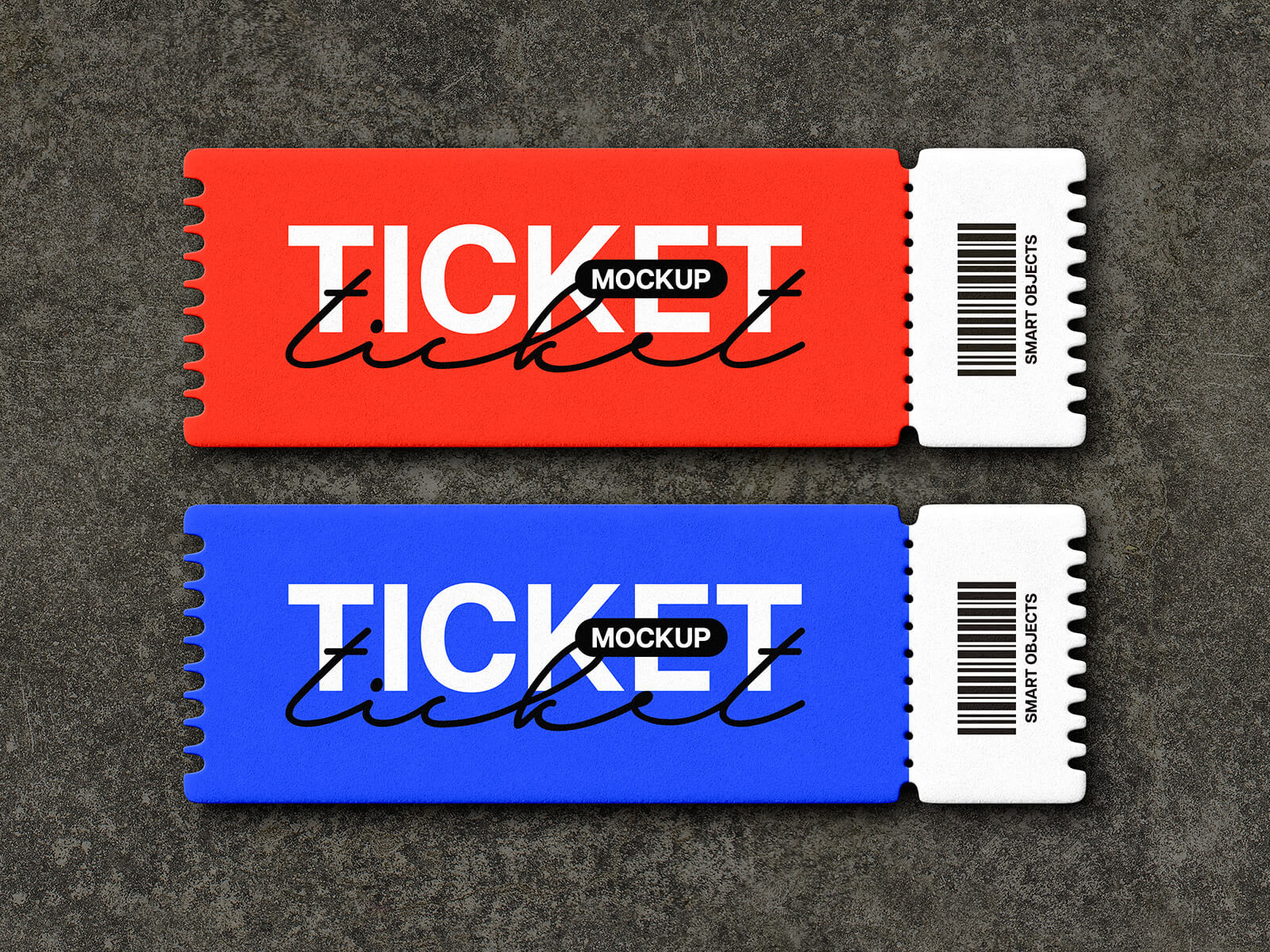 Mockup de boletos de cine delantero y trasero