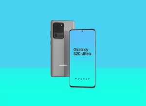 Спереди и задний плавающий Samsung Galaxy S20 Ultra Mockup