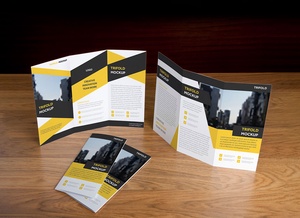 Front & Back Tri-Fold Brochure Mockup Presentation