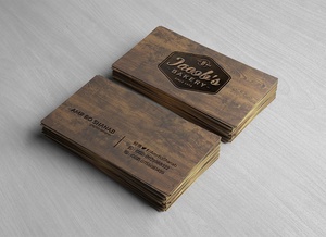 Front & Back Wooden Business Card Mockup