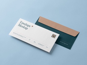 Front / Back Luxury DL Business Envelope Mockup