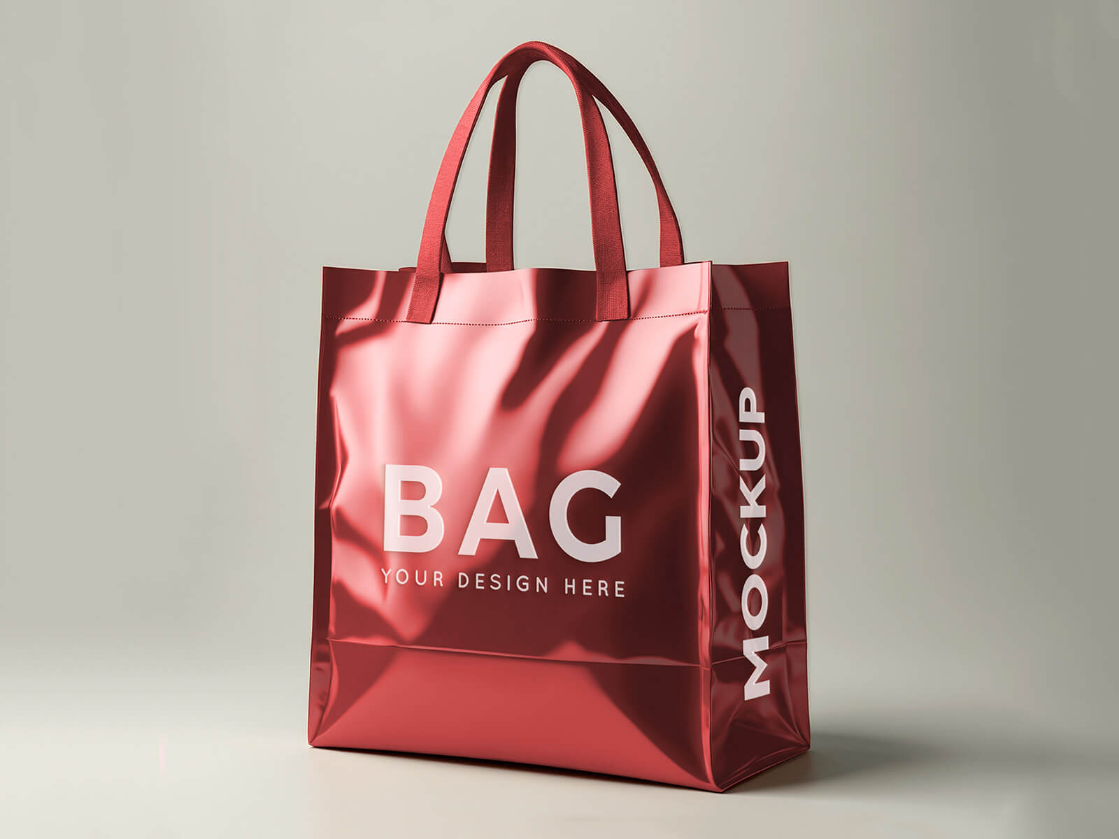 Maqueta de bolsas de compras de PVC de vinilo brillante