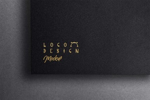 Gold Foil Black Printed Paper Logo Mockup