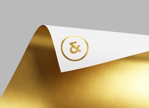 Макчик логотипа золотой фольги