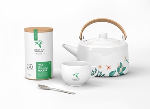 Макет брендинга зеленого чая