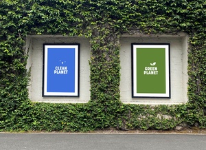  Green Wall Twin Posters Mockup