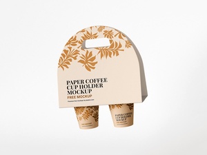 Hand Holding Paper Coffee Cup Holder Mockup