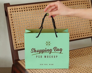 Hand Holding Shopping Bag Mockup