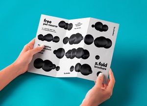 Hand Holding Z-Fold Brochure Mockup