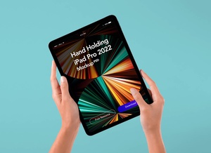 Hand Holding iPad Pro 2022 Mockup