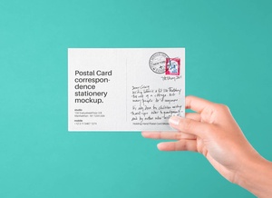 Holding Hand Postal Card Mockup