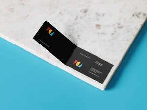 Horizontal Folded Business Card Mockup Set