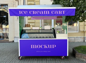 アイスクリーム自動販売カートブランディングモックアップ