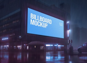 Прозрачное ночное строительство макета Billboard