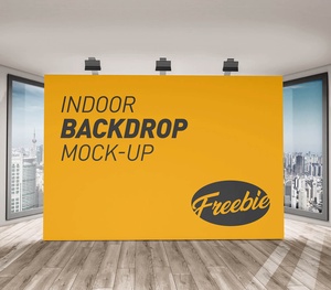 Indoor Advertising Backdrop Banner Mockup PSD Set