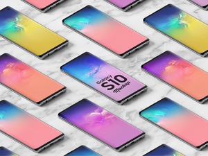 Isometric Samsung Galaxy S10 Mockup For Apps Display