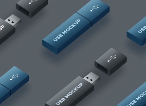 Isometrischer USB -Laufwerk Mockup