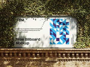 Ivy Blätter bedeckte Billboard -Modelle Mockup Set