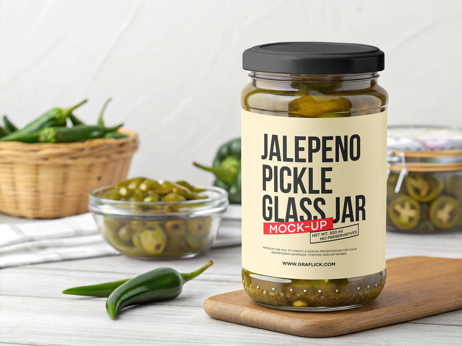 Jalapeno Pickle Glass Jar Mockup