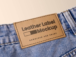 Maqueta de Logotipo en Parche de Cuero para Jeans