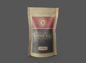 Kraft Paper Coffee Bag debout Pouche Mockups PSD Set