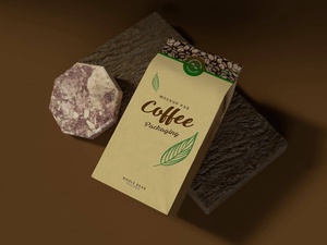 Kraft Paper Coffee Standing Pouch Mockup
