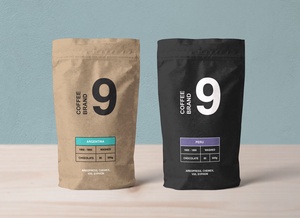 Kraft Paper Coffee Standing Pouch Packaging Mockup