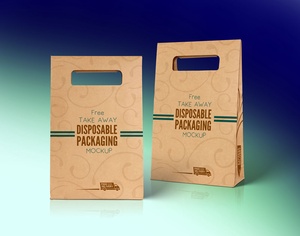 Kraft Paper Disposable Food Sac Emmocking Mockup
