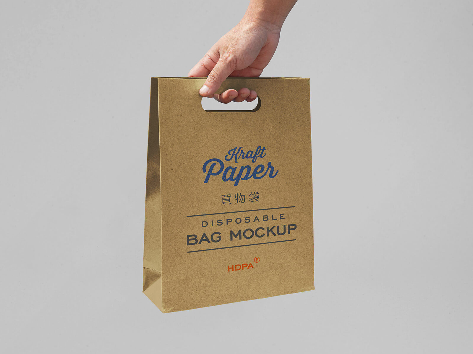 Maqueta de bolsas para llevar a mano de papel kraft