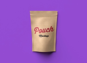 Kraft Paper Stand-up Pouch Packaging Mockup