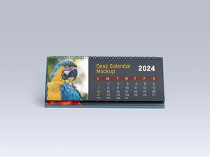 Landscape Desk Calendar Mockup 2024 PSD Set