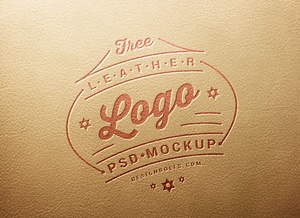 Maqueta de logotipo de estampado de cuero