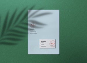 Letterhead & Business Card Mockup With Shadow Overlay