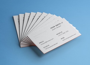 Letterpressed Business Card Mockup with Colored Edges
