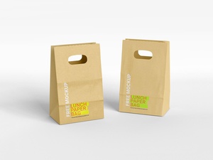 Lunch Disposable Kraft Paper Bag Mockup