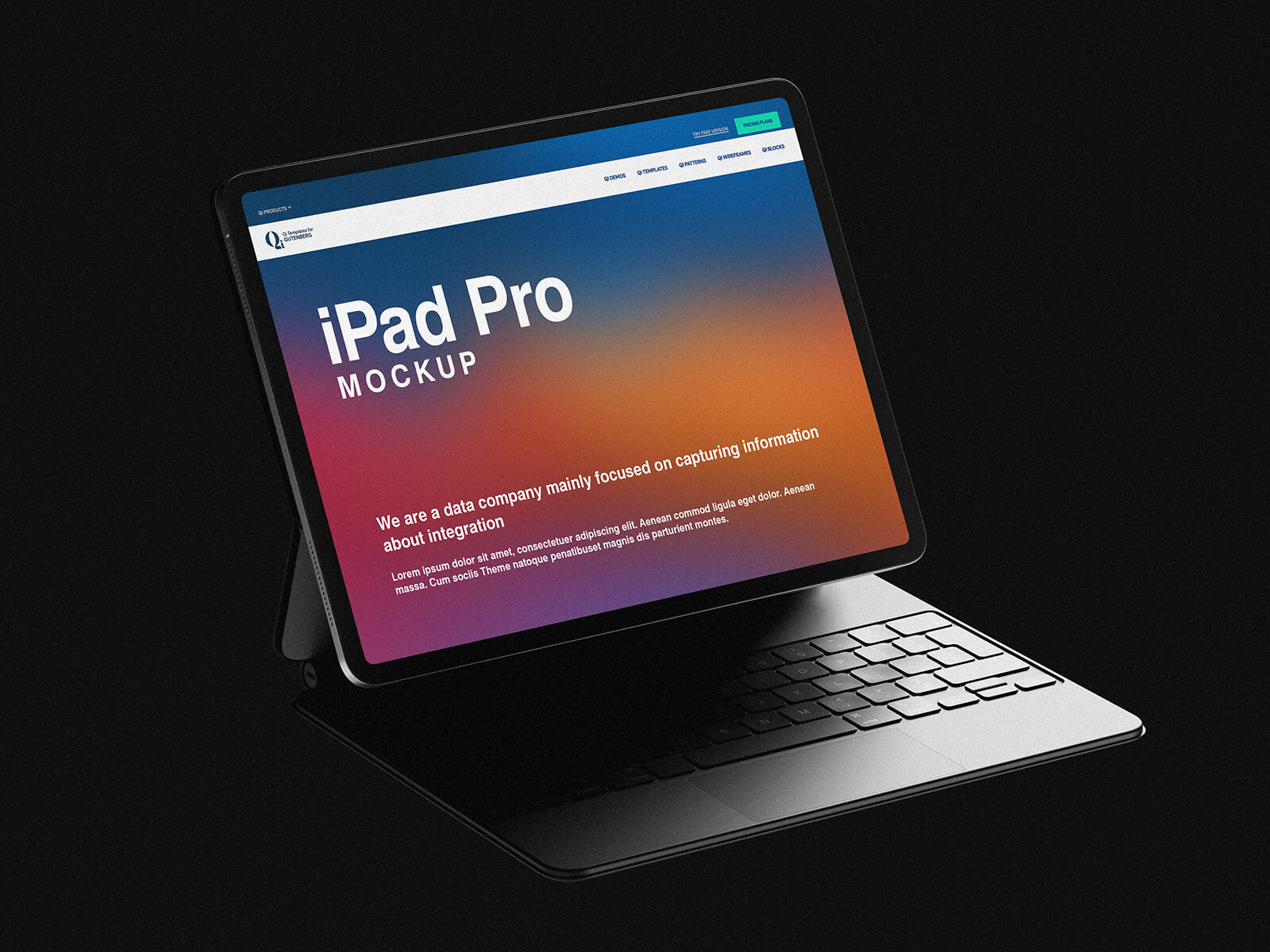 iPad Pro M5 с макетом волшебной клавиатуры