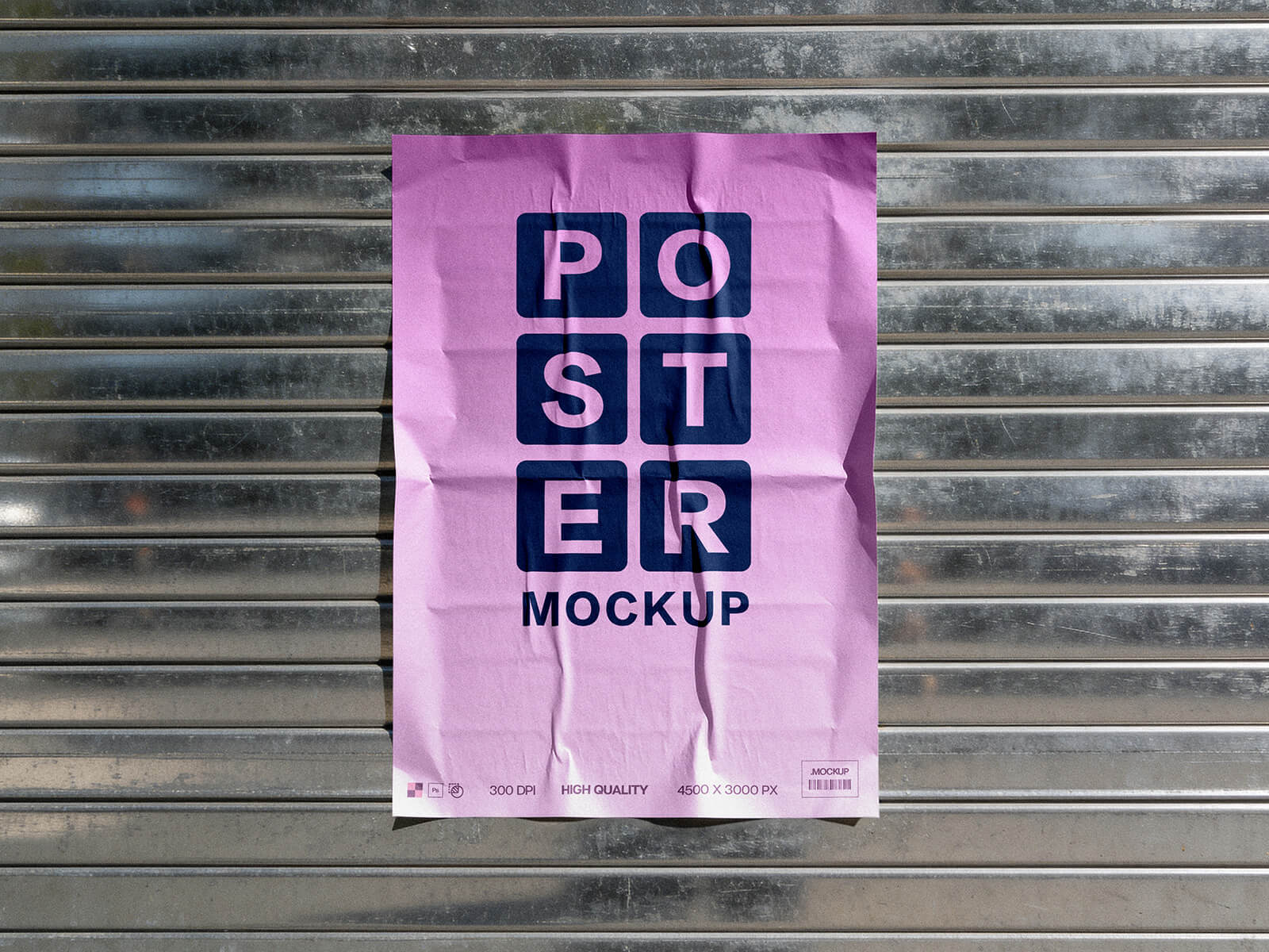 Zerknittertes Plakatmodell mit Metallverschluss