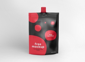 Metallic Food Spout Stand-up Pouch Mockup