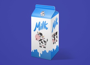 Juego de maquetas de embalaje de caja de cartón de leche