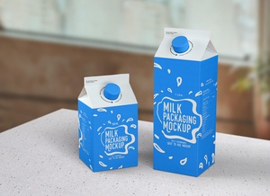 Maqueta de caja de embalaje de leche