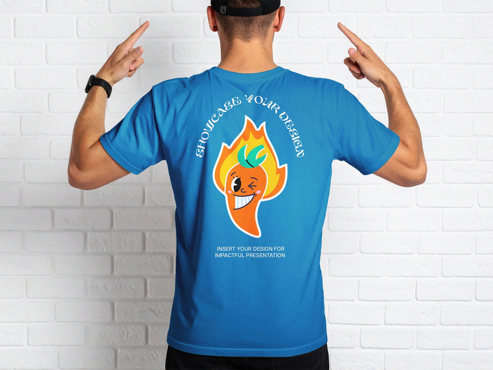 Model Showing Backside T-Shirt Mockup