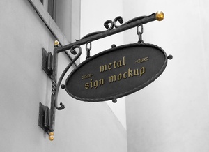 Mounted Metal Sign Mockup