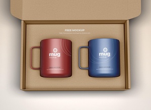 Mug with Box Packaging Mockup