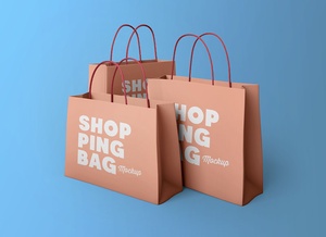 Multiple Sizes Paper Shopping Bags Mockup