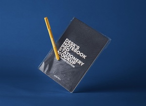 Notebook Inside Transparent Cellophane Mockup