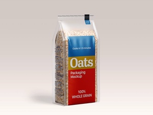 Oats Transparent Stand-Up Pouch Packaging Mockup Set