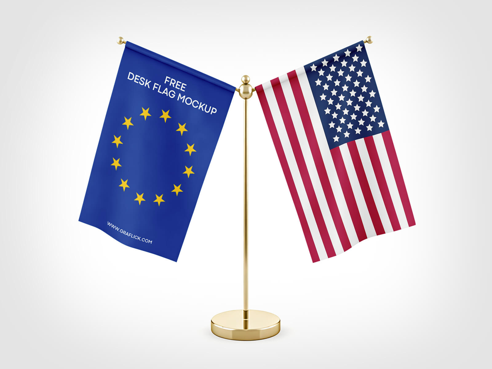 Maqueta de bandera de mesa de oficina